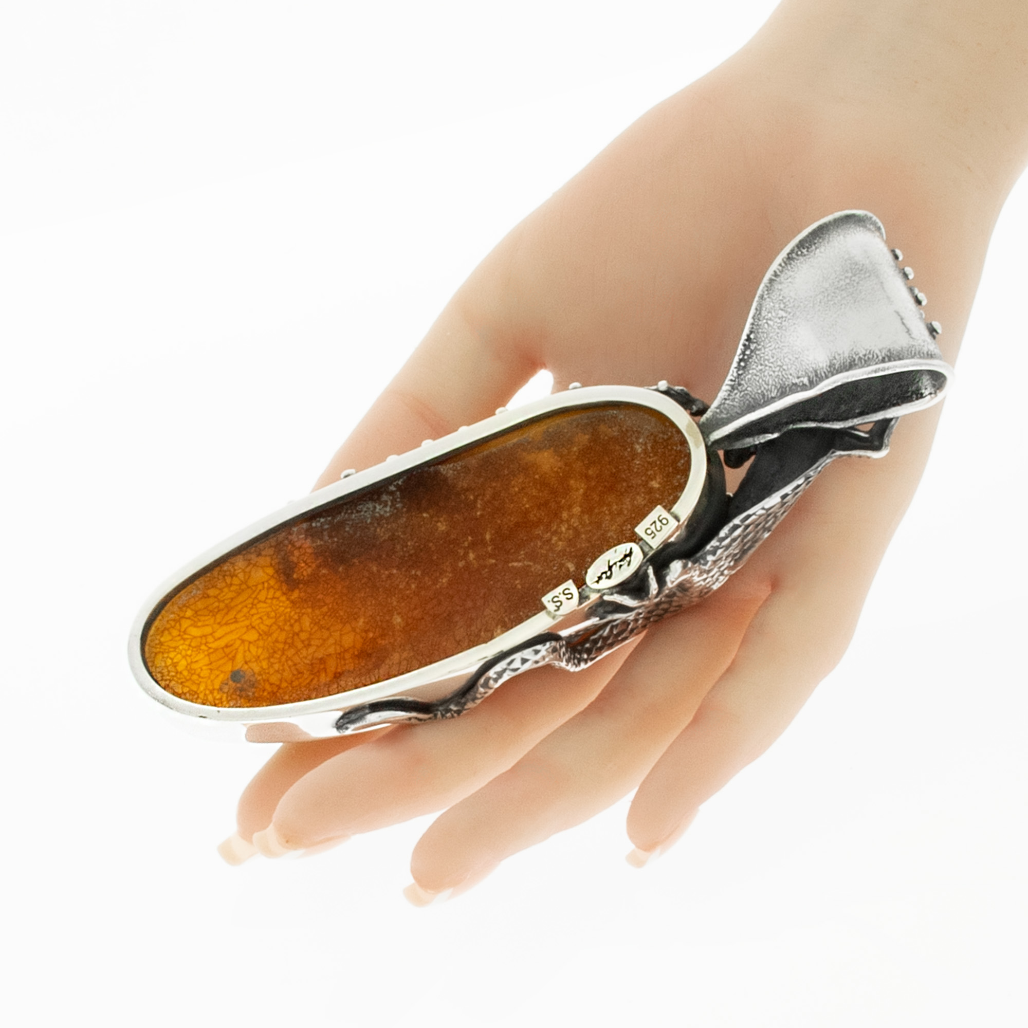 Huge Natural Baltic Amber Pendant with Lizard 3